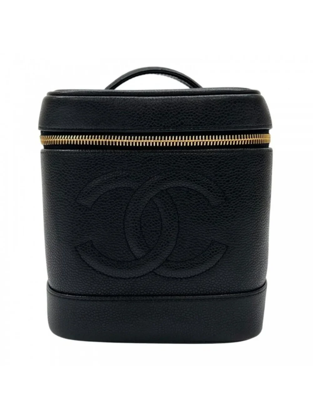 Chanel Bag Matte Caviar Leather Black Gold